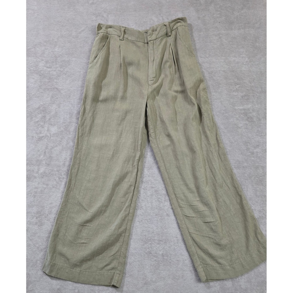 ASOS Linen Blend Trousers Womens Medium Wide Leg Pleated High Rise Sustainable